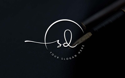 Kalligrafie Studio stijl SD brief Logo ontwerp