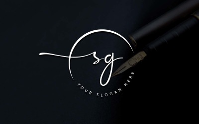 Kalligrafie Studio stijl SG brief Logo ontwerp