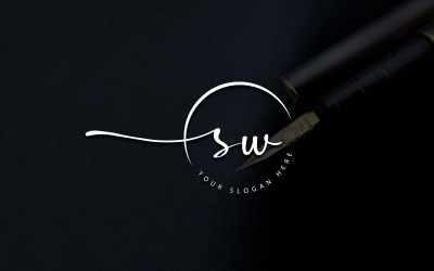Kalligrafie Studio stijl SW brief Logo ontwerp