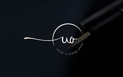 Kalligrafie Studio stijl UO brief Logo ontwerp