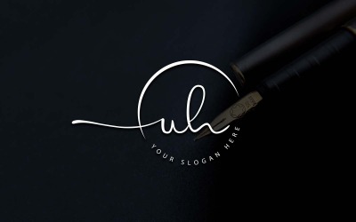 Kalligraphie-Studio-Stil UH-Letter-Logo-Design