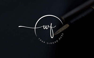 Calligraphy Studio Style WF Letter Logo Design