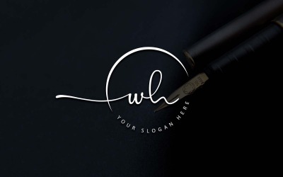 Calligraphy Studio Style WH Letter Logo Design