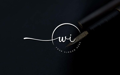 Calligraphy Studio Style WI Letter Logo Design
