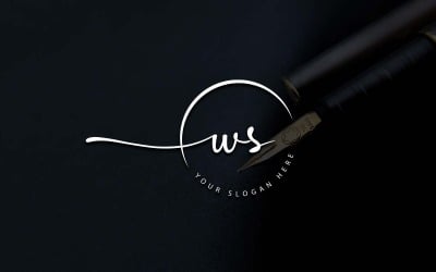 Calligraphy Studio Style WS Letter Logo Design
