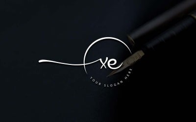 Calligraphy Studio Style XE Letter Logo Design