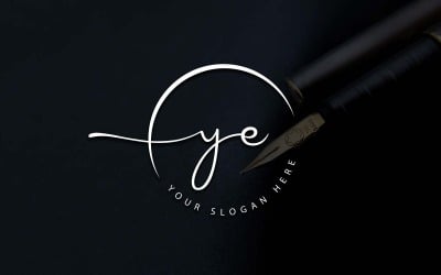 Calligraphy Studio Style YE Letter Logo Design