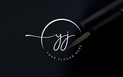 Calligraphy Studio Style YJ Letter Logo Design