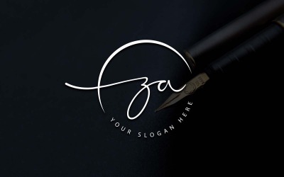 Calligraphy Studio Style ZA Letter Logo Design