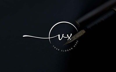 Création de logo de lettre VX de style studio de calligraphie