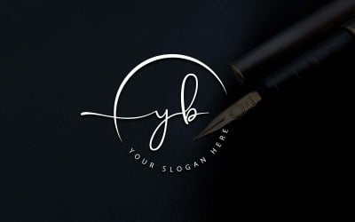 Design del logo della lettera YB in stile studio di calligrafia