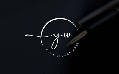 Diseño de logotipo de letra YW estilo estudio de caligrafía