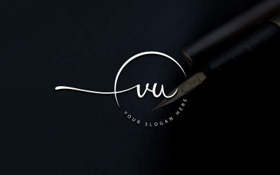 Kalligráfia Stúdió stílusú VU Letter Logo Design
