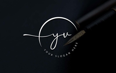 Kalligráfia Stúdió stílusú YV Letter Logo Design