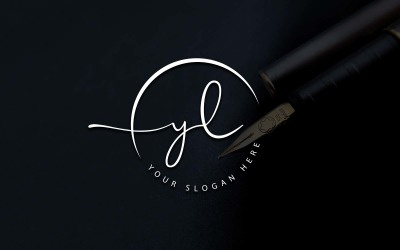 Kalligrafie Studio stijl YL brief Logo ontwerp