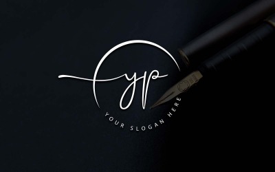Kalligrafie Studio stijl YP brief Logo ontwerp