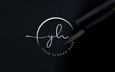 Projektowanie logo litery YH w stylu Studio kaligrafii