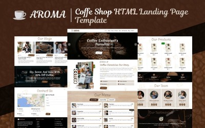 Aroma – Coffee Shop HTML5 nyitóoldalsablon