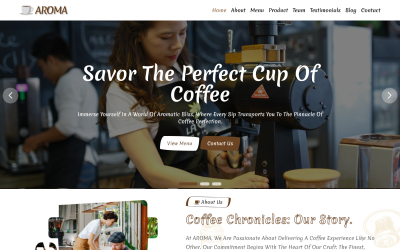 Aroma - HTML5-bestemmingspaginasjabloon voor koffiewinkel