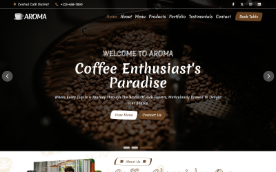 Aroma – HTML5-Landingpage-Vorlage für Cafés