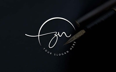 Calligraphy Studio Style ZN Letter Logo Design