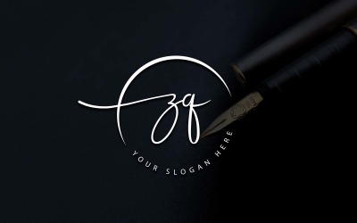 Calligraphy Studio Style ZQ Letter Logo Design
