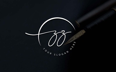Design del logo della lettera ZZ in stile studio di calligrafia