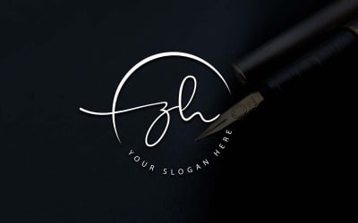 Diseño de logotipo de letra ZH estilo estudio de caligrafía