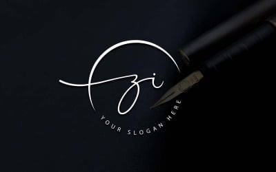 Diseño de logotipo de letra ZI estilo estudio de caligrafía