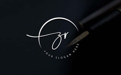 Diseño de logotipo de letra ZR estilo estudio de caligrafía