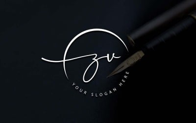 Diseño de logotipo de letra ZV estilo estudio de caligrafía