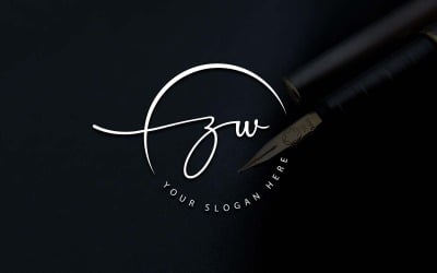 Diseño de logotipo de letra ZW estilo estudio de caligrafía