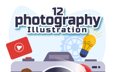 12 Fotoğrafçılık Vektör İllüstrasyonu