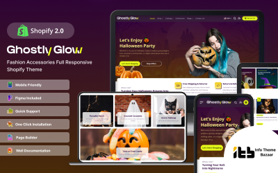 Ghostly-Glow- Halloween party és karácsonyi ünnepségek Shopify 2.0 téma