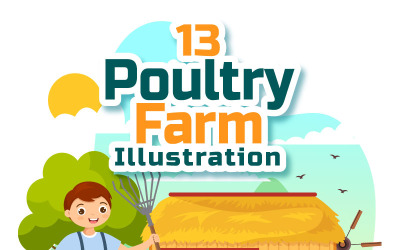 13 ilustração vetorial de granja avícola