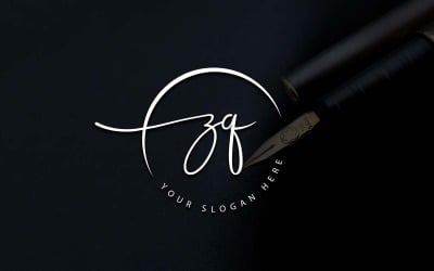 Kalligrafi Studio stil ZQ Letter Logotypdesign