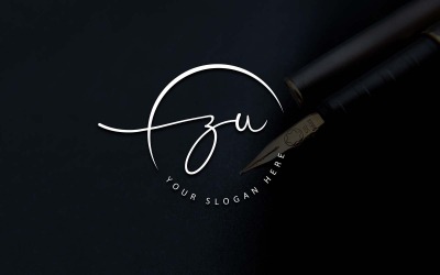Kalligrafie-Studio-Stil ZU-Letter-Logo-Design