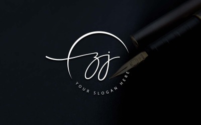 书法工作室风格ZJ字母标志设计
