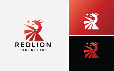 Буква R - червоний лев брендинговий логотип