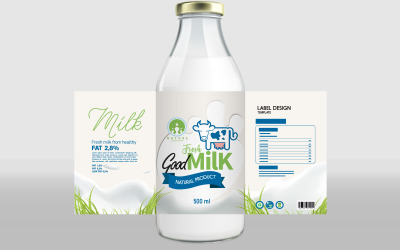 Шаблон дизайна упаковки бутылки молока