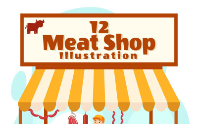 12. Векторная иллюстрация мясного магазина