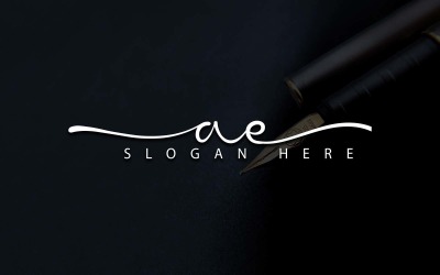Calligraphy Studio Style AE Letter Logo Design - Identità del marchio