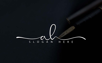 Calligraphy Studio Style AH Letter Logo Design - Brand Identity