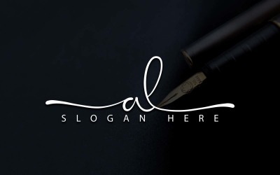 Calligraphy Studio Style AL Letter Logo Design - Brand Identity