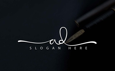 Design de logotipo de letra AD estilo estúdio de caligrafia - identidade de marca