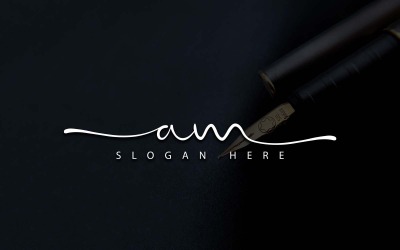Diseño de logotipo de letra AM estilo estudio de caligrafía - Identidad de marca