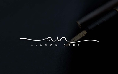Diseño de logotipo de letra AN estilo estudio de caligrafía - Identidad de marca