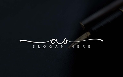 Diseño de logotipo de letra AO estilo estudio de caligrafía - Identidad de marca