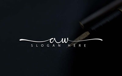 Diseño de logotipo de letra AW estilo estudio de caligrafía - Identidad de marca