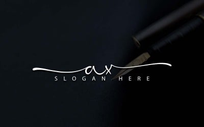 Diseño de logotipo de letra AX estilo estudio de caligrafía - Identidad de marca